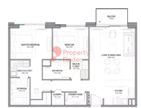 Floor plan, 2 Beds, 0 sq ft