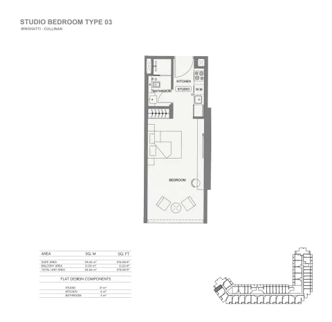 Floor plan, Studio, 373 sq ft