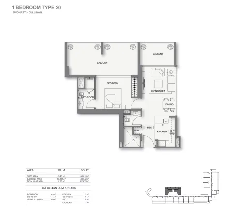 Floor plan, 1 Bed, 879 sq ft