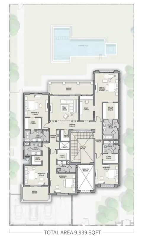 Floor plan, 6 Beds, 9,939 sq ft