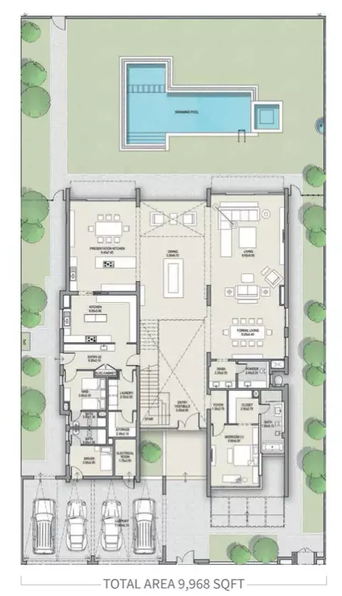 Floor plan, 6 Beds, 9,968 sq ft