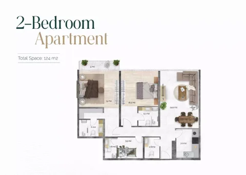 Floor plan, 2 Beds, 1,334 sq ft