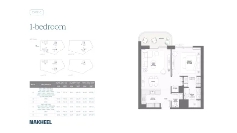 Floor plan, 1 Bed, 877 sq ft