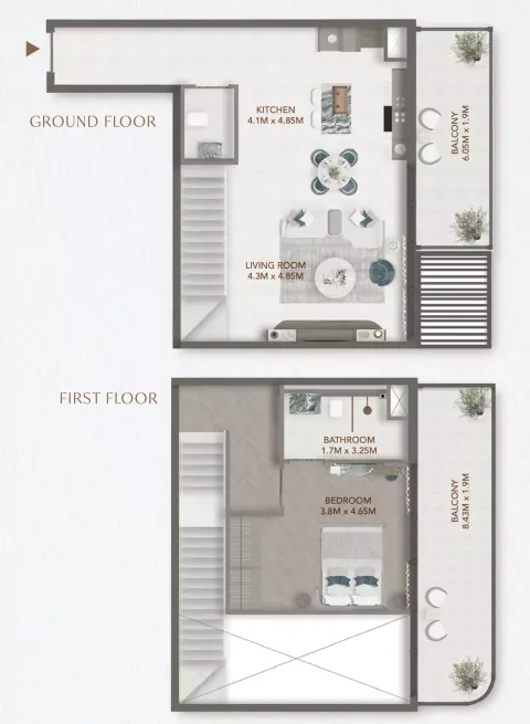 Floor plan, 1 Bed, 1,283 sq ft