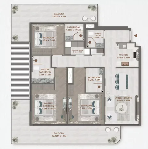 Floor plan, 3 Beds, 1,583 sq ft