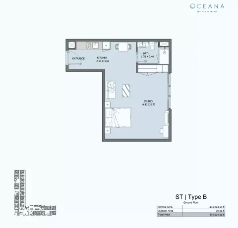 Floor plan, Studio, 494 sq ft
