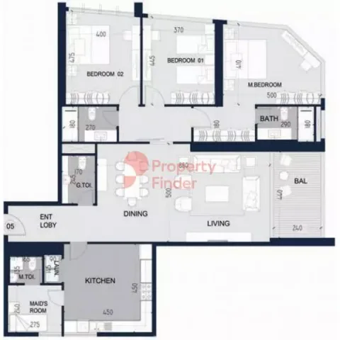 Floor plan, 3 Beds, 2,490 sq ft