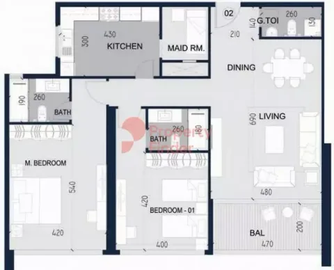 Floor plan, 2 Beds, 1,830 sq ft
