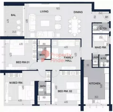 Floor plan, 3 Beds, 2,605 sq ft