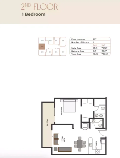 Floor plan, 1 Bed, 789 sq ft