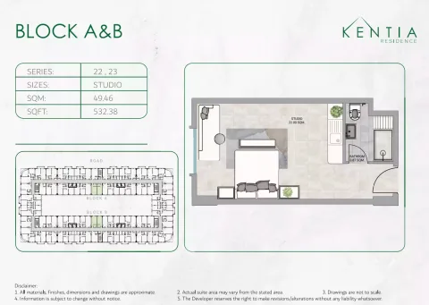 Floor plan, Studio, 532 sq ft