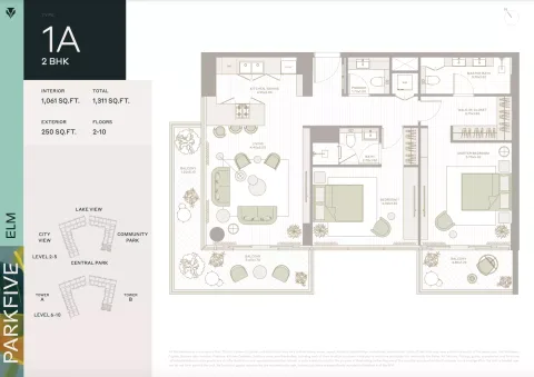 Floor plan, 2 Beds, 1,311 sq ft