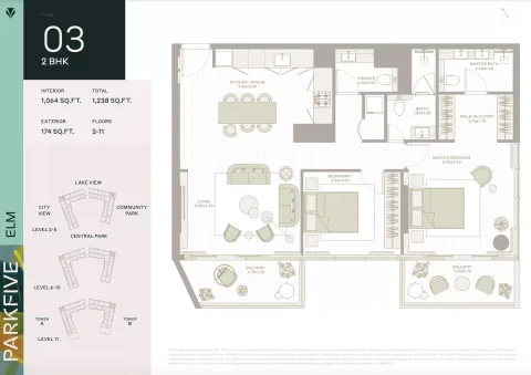 Floor plan, 2 Beds, 1,238 sq ft
