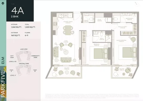 Floor plan, 2 Beds, 1,223 sq ft