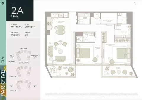 Floor plan, 2 Beds, 1,227 sq ft