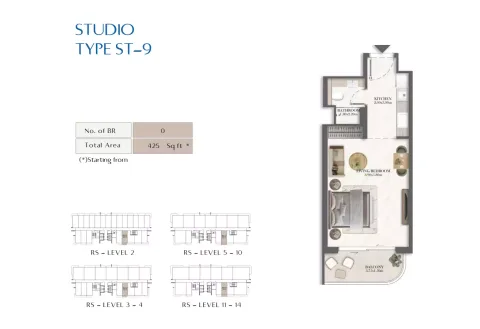 Floor plan, Studio, 425 sq ft