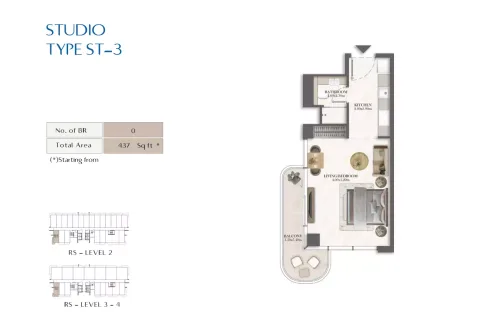Floor plan, Studio, 437 sq ft