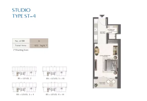 Floor plan, Studio, 423 sq ft