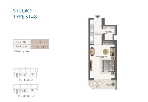 Floor plan, Studio, 442 sq ft