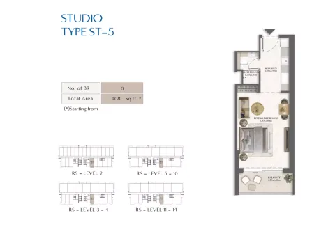 Floor plan, Studio, 408 sq ft