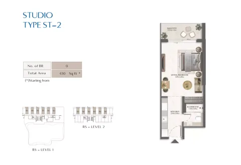 Floor plan, Studio, 430 sq ft