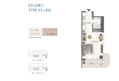 Floor plan, Studio, 431 sq ft