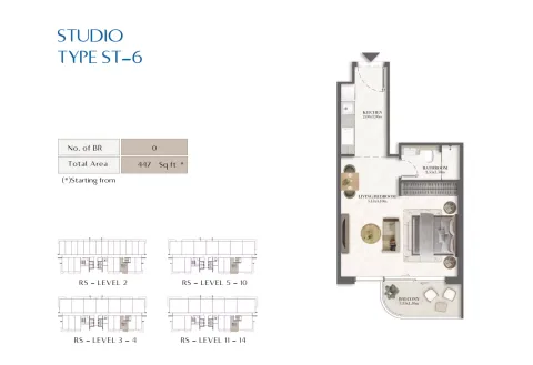 Floor plan, Studio, 447 sq ft