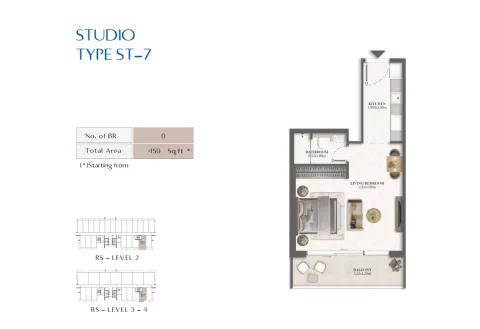 Floor plan, Studio, 450 sq ft