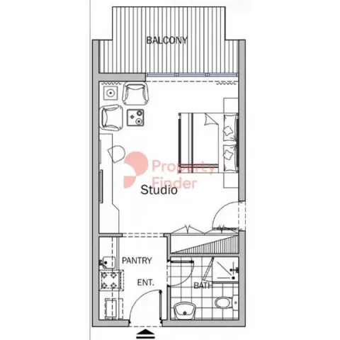 Floor plan, Studio, 472 sq ft
