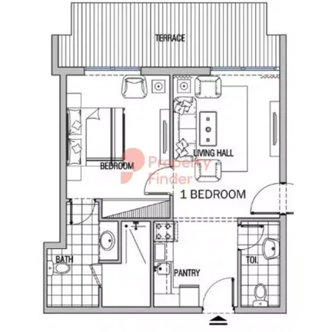 Floor plan, 1 Bed, 753 sq ft