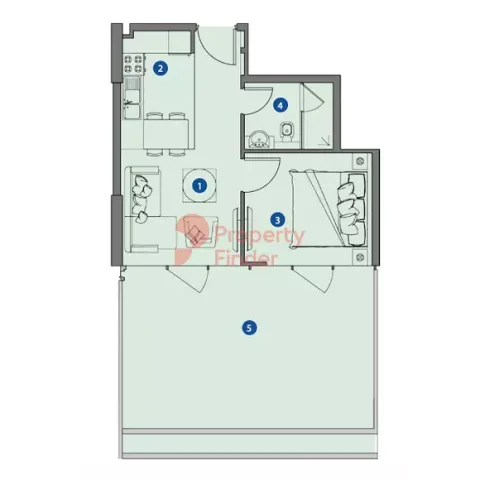 Floor plan, 1 Bed, 742 sq ft