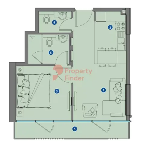 Floor plan, 1 Bed, 556 sq ft
