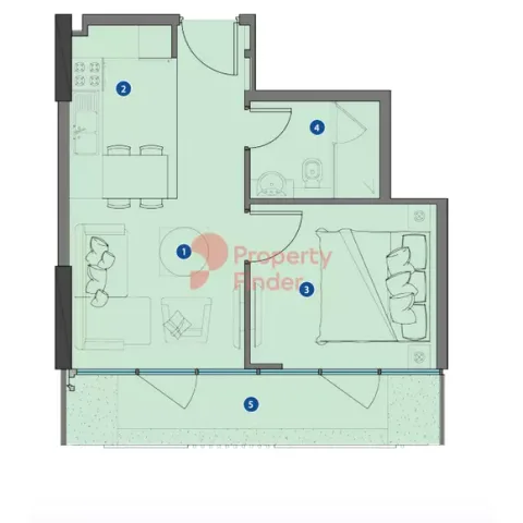 Floor plan, 1 Bed, 516 sq ft
