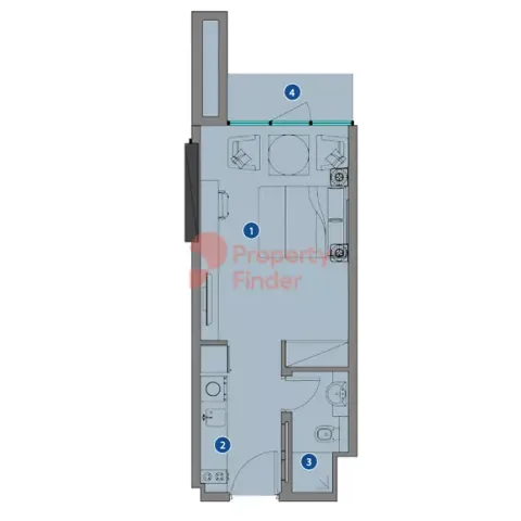 Floor plan, Studio, 345 sq ft