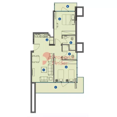 Floor plan, 2 Beds, 910 sq ft