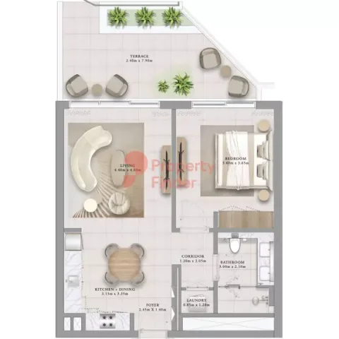 Floor plan, 1 Bed, 953 sq ft