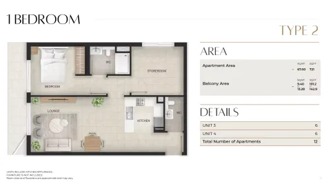 Floor plan, 1 Bed, 822 sq ft