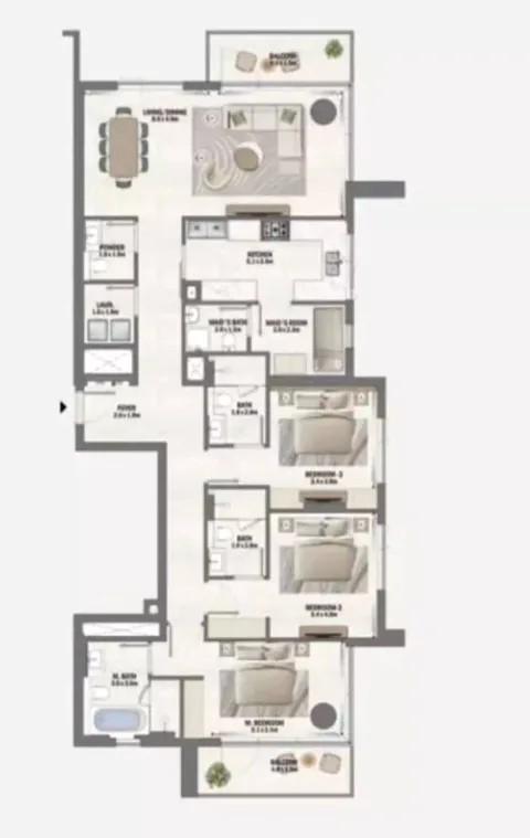 Floor plan, 3 Beds, 1,000,000 sq ft