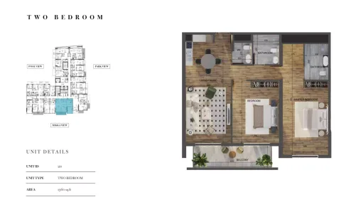 Floor plan, 2 Beds, 1,360 sq ft