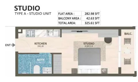 Floor plan, Studio, 325 sq ft