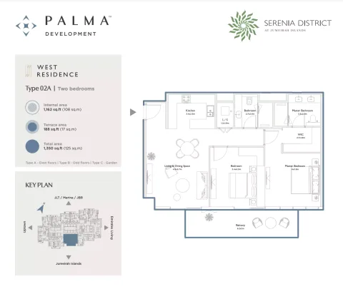 Floor plan, 2 Beds, 1,350 sq ft