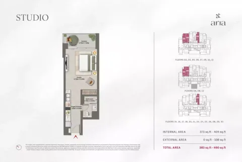 Floor plan, Studio, 383 sq ft