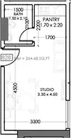 Floor plan, Studio, 264 sq ft