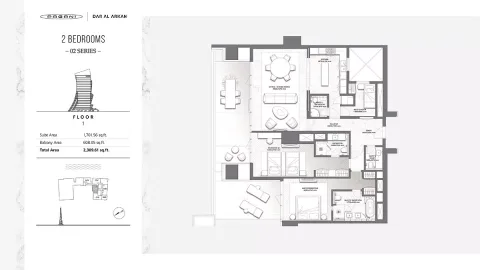Floor plan, 2 Beds, 2,309 sq ft