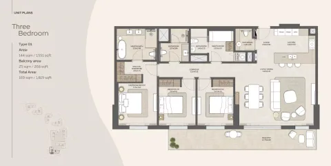 Floor plan, 3 Beds, 1,819 sq ft