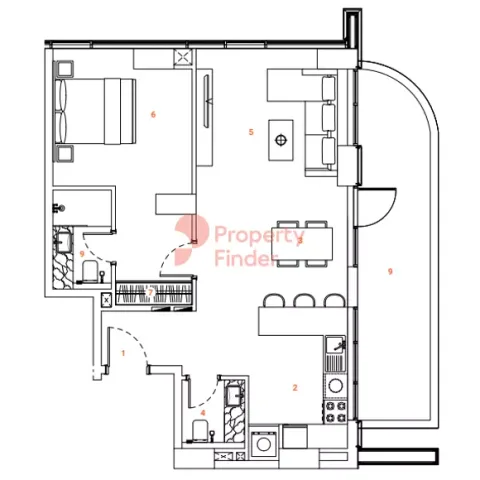 Floor plan, 1 Bed, 947 sq ft