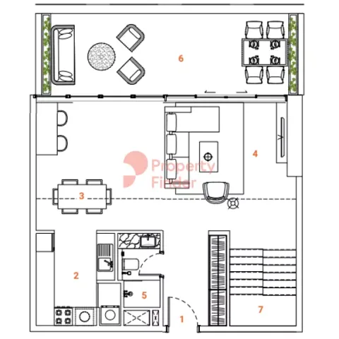 Floor plan, 1 Bed, 1,368 sq ft