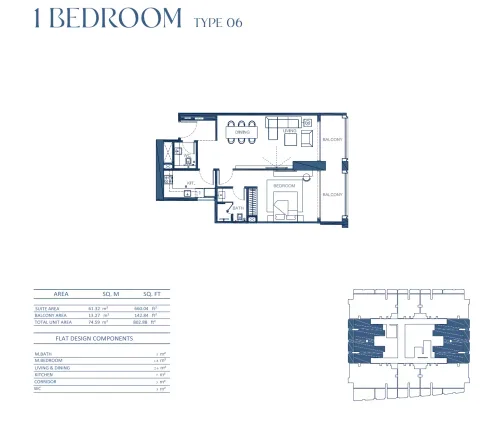 Floor plan, 1 Bed, 802 sq ft