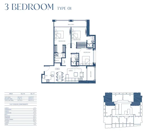 Floor plan, 3 Beds, 1,320 sq ft