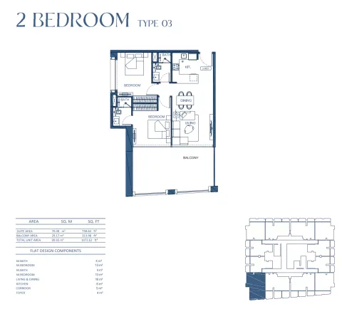 Floor plan, 2 Beds, 1,072 sq ft